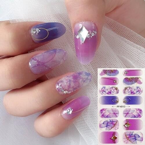 14tips Flower Sticker for Nails Fashion Trend Nail Art Wraps Nail Polish Ins Styles Stickers Adhesive Manicure Decorations