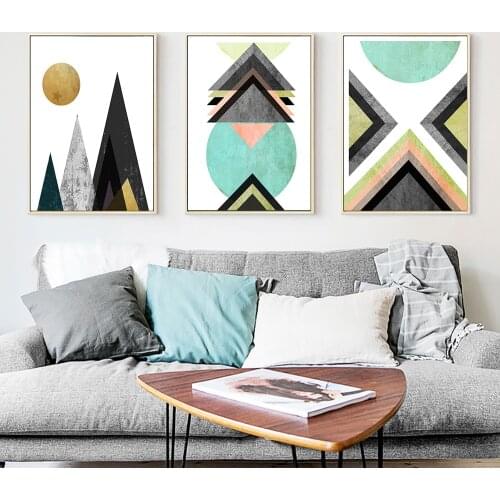 Abstract Simple Geometric Sun mountain Quote Canvas Painting Nordic Poster Wall Art Prints Decoration Pictures For Living Room