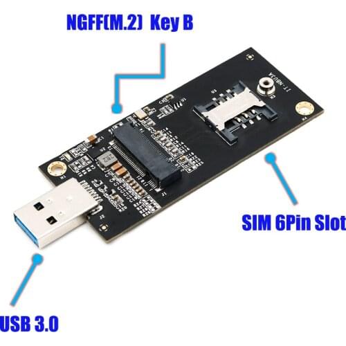 NGFF(M.2) key B to USB 3.0 Adapter with SIM 6pin Slot for WWAN/LTE Module