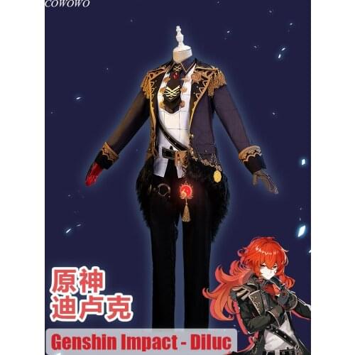 Anime! Genshin Impact Diluc Game Suit Handsome Gorgeous Uniform Cosplay Costume Halloween Party Outfit For Men 2020 NEW