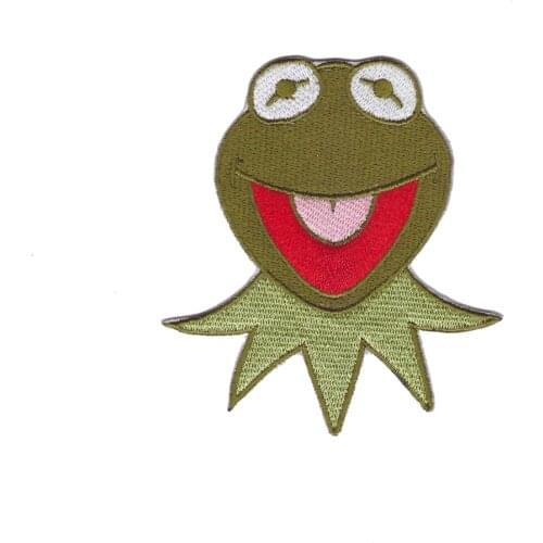 Frog face KERMIT muppets show character craft iron-on patch applique Suitable for all kinds of clothes