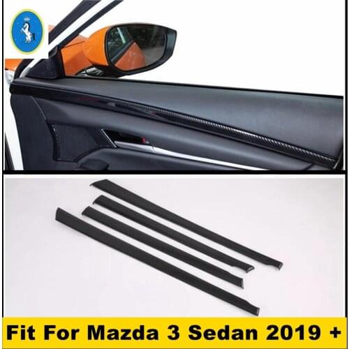 Auto Accessory Inner Door Handle Armrest Stripes Decoration Panel Cover Trim Fit For Mazda 3 Sedan 2019 2020 ABS Carbon Fiber