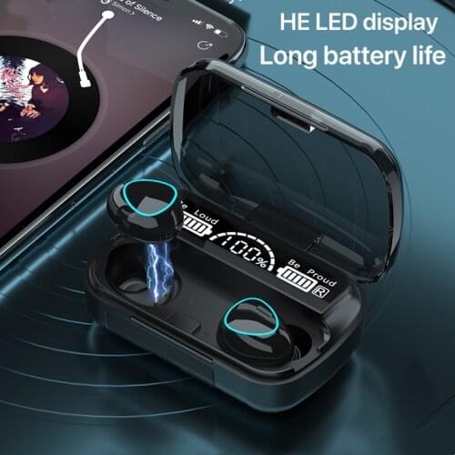 2000 mAh In-ear Wireless Bluetooth-campatible Headphone LED Power Display Large Capacity Earphones Headset For All Phones