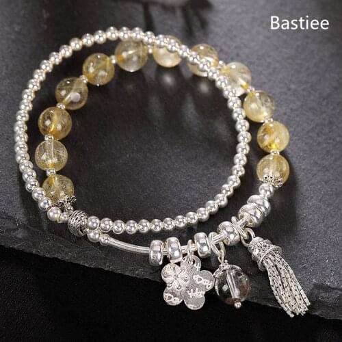 Bastiee Natural Stone Crystal Bracelet For Women Flower Silver 925 Jewelry Bracelets Hmong Jewelry Luxury Beads