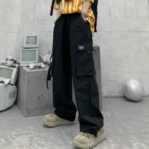Black Straight Cargo Pants Female Korean Version Of The 2021 Summer New Loose High-Waisted Trousers Casual Pants Ins Tide
