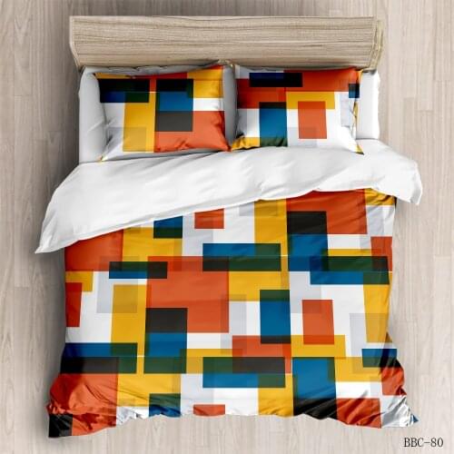 Color Stitching Geometric Pattern Grinding MAO Bedding Set Pillowcase Quilt Cover Twin Room Full Size