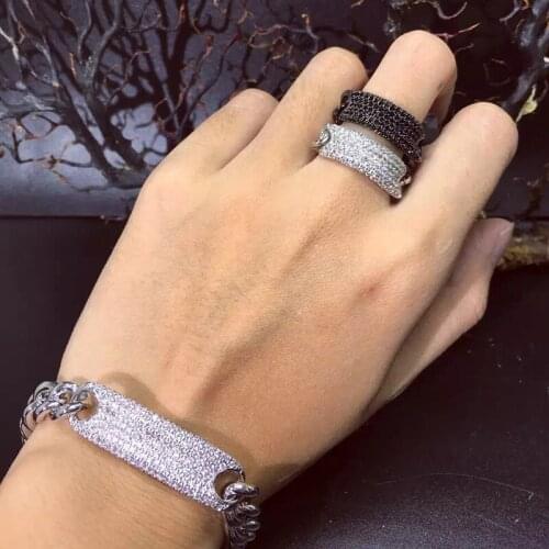Janekelly designer Top accessories fashion unique Rope Chain bangle and ring sets AAA zircon micro pave hand bracelet