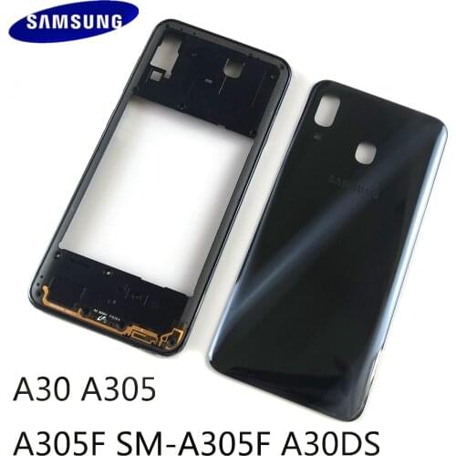 For Samsung Galaxy A30 A305 A305F SM-A305F Housing Middle frame Case Side Buttons Battery Back Cover Replacement Repair Parts
