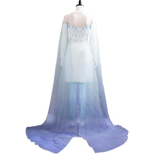 Elsa Cosplay Costume Ahtohallan Cave Snow Flake Cosplay White Dress Uniform Outfit Halloween Costume