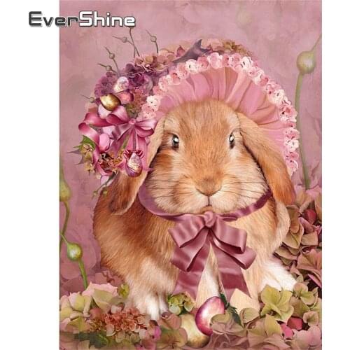 EverShine Diamond Painting Cartoon Cross Stitch Kits 5D Diamond Embroidery Rabbit Mosaic Picture Of Rhinestones Child Room Decor