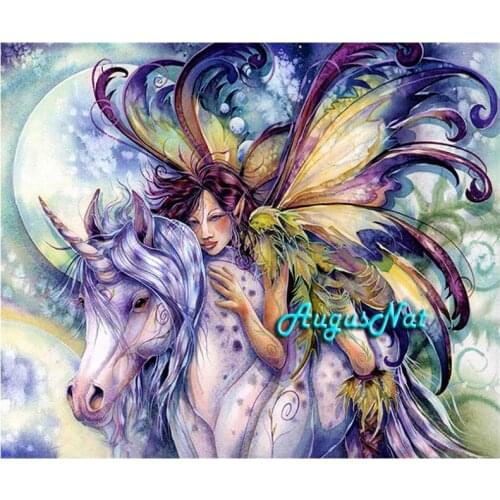 Butterfly girl diamond painting full drill horse wall art picture diy diamond dots decor scenery diamond sticker crystal drawing
