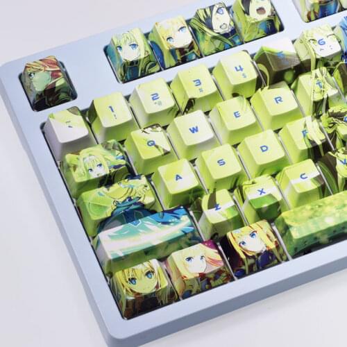108-key Japanese Anime Sword Art Online PBT Sublimation Cherry Height Mechanical Keyboard Keycap Color Keycap Cherry MX Switch