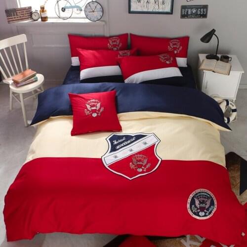 2018New cotton twill embroidery Bedclothes Luxury Duvet/Quilt Cover Bed Linen sheet set 4 Pieces Bedding Sets