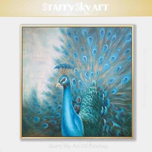 Beautiful Wall Art Hand-painted High Quality Modern Animal Peacock Oil Painting on Canvas Beautiful Bird Peacock Oil Painting