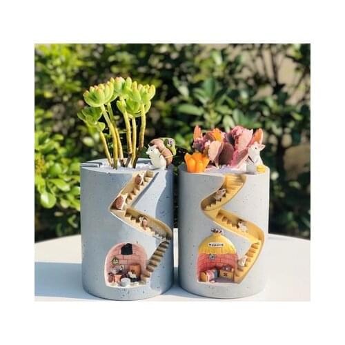 Creative Animal Resin Flowerpot Succulents Planter Water Planting Container Rabbit Hedgehog Decorative Pot Desktop Ornament