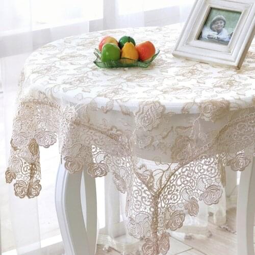 Rectangular Embroidery Korean TeapoyTable Cloth Translucent Lace round Tablecloth Pastoral Style round Teapoy Table Fabric Cover