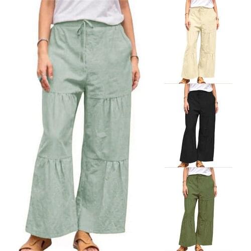 Fashion Ladies Leggings Trousers Wide Leg Straight Women Pants Trousers Solid Color 5 Color Casual Female Pants D30