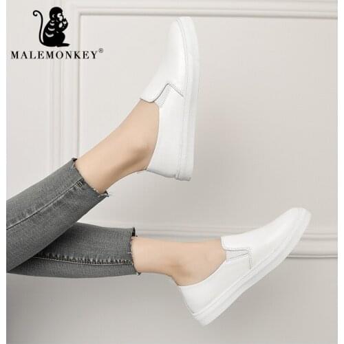 Male monkeys loafers female new spring 2019 flat-bottomed leather white shoe ins web celebrity joker a leather couch potato