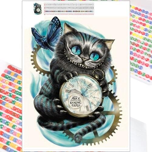5D Diamond Painting Mosaic Kit Cartoon Animal Disney Cheshire Cat Embroidery Fantasy DIY Full Square Round Christmas Home Decor