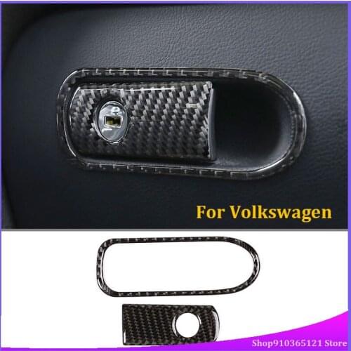 For Volkswagen Touareg 2011-2018 Car Co-Drive Glove Box Switch Sticker Decorative Protection Real Carbon Fiber (Soft) 2-Pcst