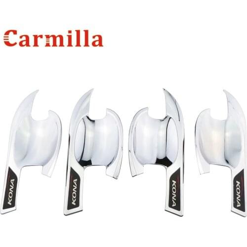 ABS Chrome Car Outer Door Bowl Cover Sticker Doors Bowl Protector for Hyundai Kona Encino 2017-2021 Car Styling Accessories