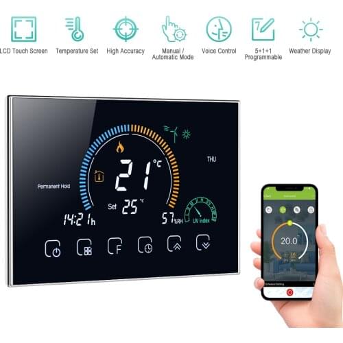 ℃/ ℉ Switchable Wi-Fi Smart Programmable Thermostat Voice APP Control Backlight LCD Water/ Gas Boiler Heating Thermoregulator