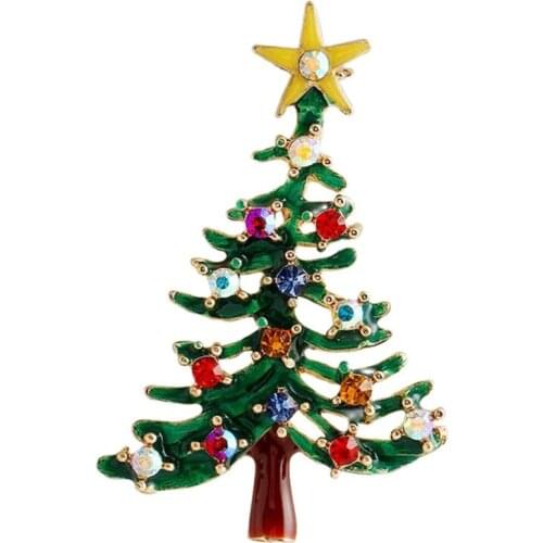 Hot Multicolour Rhinestone Enamel Delicacy Christmas Tree Brooch Pin Brooches Xmas Gifts