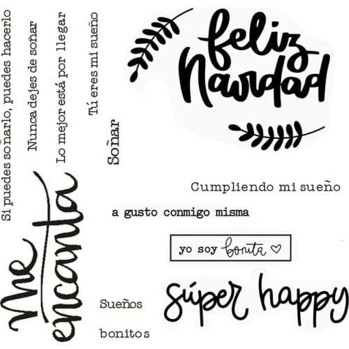 Spanish script Transparent Clear pattern Stamps for DIY Scrapbooking/Card Making/Kids Christmas Fun Decoration Suppliestampons