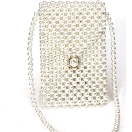 Luxury Handbags Designer Pearl Mini Shoulder Bag Ladies Beaded Clutch Small Flap Bag Chain Party Bags for Girls Gift 2019