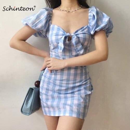 Модные платья в клетку Schinteon China At AliExpress