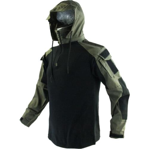 Detachable Hat Black Army Green Color Matching Long Sleeve Tactical T-shirt GEN3 Modified Combat Top