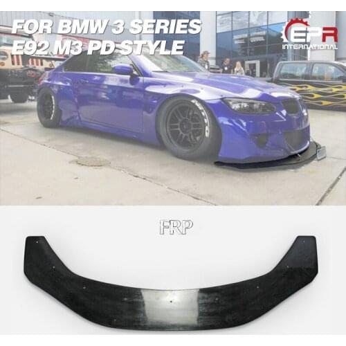 Carbon Fiber/Glass Fiber Front Lip For BMW E92 M3 PD Style Wide Body FRP Front Bumper Lip Body Kit Tuning Tirm For E92 M3 Racing
