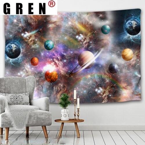 GREN Tapestry Planet Universe Wall Rugs Wall Hanging Fabric Mural Background Cloth Towel Beach Fabric Blanket Living Home Decor