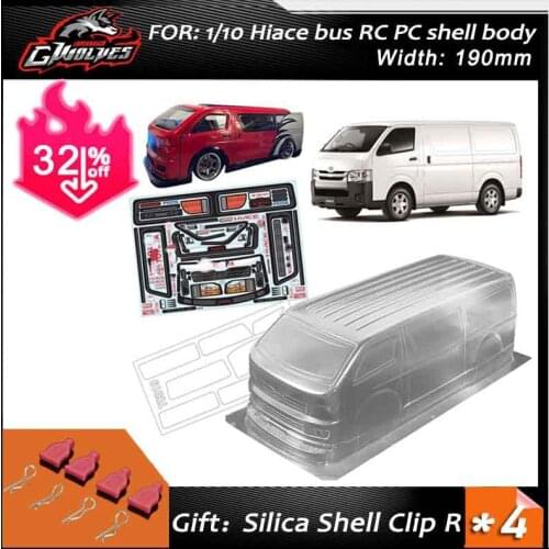 High quality 1/10 Hiace bus RC PC shell body 190mm width Transparent no painted drift body shell RC hsp hpi trax mst Tamiya