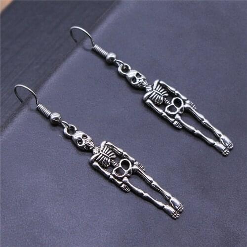 Wecharms 1pcs 38x7mm Skull hoop earrings fashion jewelry