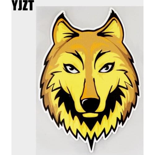 YJZT 10.9CM×15.2CM High Quality Wolf Head Pattern Waterproof PVC Car Sticker 11C-0014