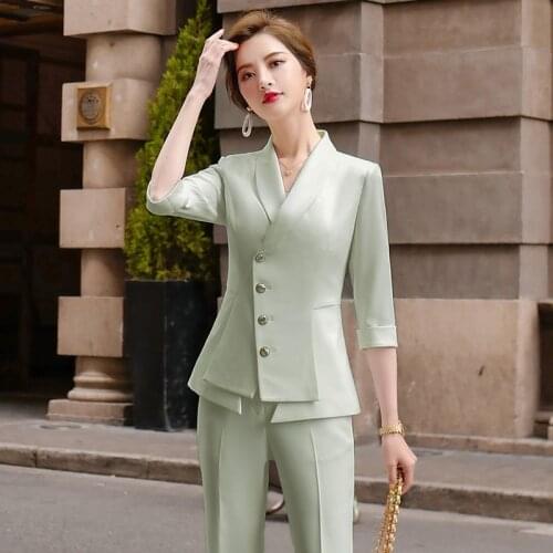 Womens suit summer new OL professional business dress suit female temperament fashion wild 2 piece sets womens outfits