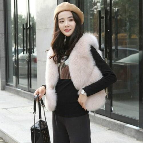 Faux Fur vest Winter Women New Fashion Casual Warm Slim Sleeveless Faux Fox Fur Vest Winter Jacket Women casaco feminino
