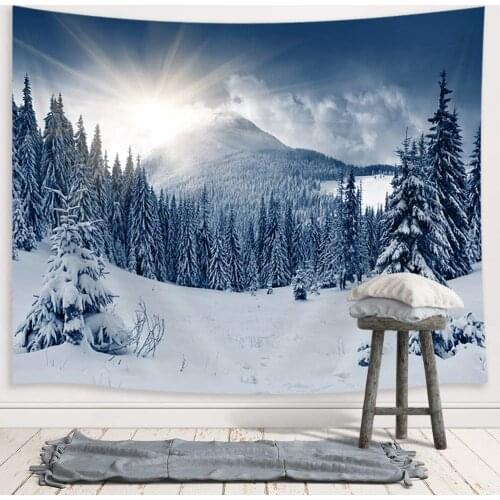 Winter Landscape Tapestry Wall Hanging Mountain Tapestries For Dorm Living Room Bedroom Wall Blanket Beach Towels Home Decor
