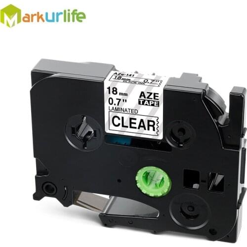 1 Pcs 18mm TZ141 TZe141 TZe 141 Laminated Adhesive Black on Clear TZ Label Tape Cassette Ribbon Compatible Brother P-touch Maker