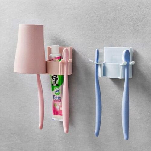 1pc Washroom Shape Toothpaste Toothbrush Holder Wall Paste Hook Bathroom Housekeeping Container
