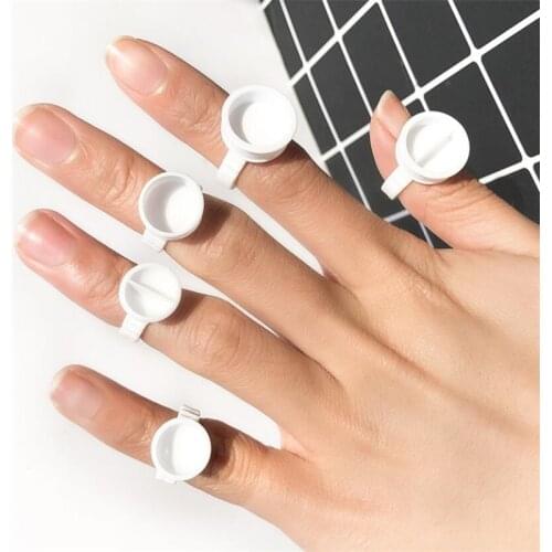 100pcs / Set Specialty Glue Rings Cups Disposable Eyelash Extension Glue Tattoo Ink Holder Small Grafting Lash Tool Accessories