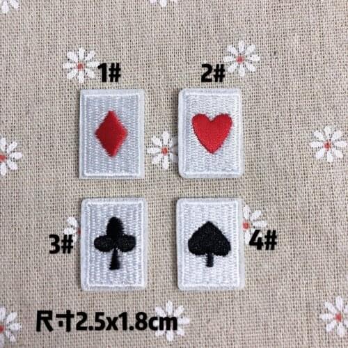 100pcs/lot Small Embroidery Patch Red Black Heart Plum Poker Clothing Decoration Sewing Accessory Iron Heat Transfer Applique