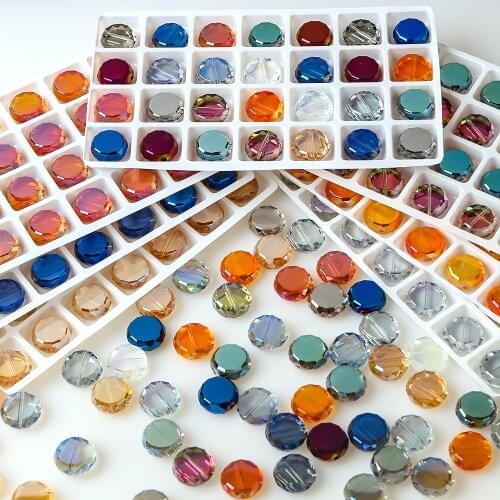 20pcs Jewelry Diy Making Crystal Accessories Flatback Round Bead 14mm Faceted Glass Loose Beads Cheap Beading Wholesale In Bulk