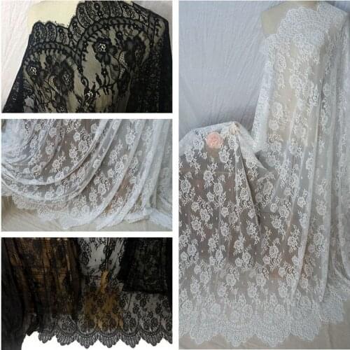 GLace 3M/Lot Higth quality French flower trimming mesh small bone line eyelash lace fabric table curtain material TX636