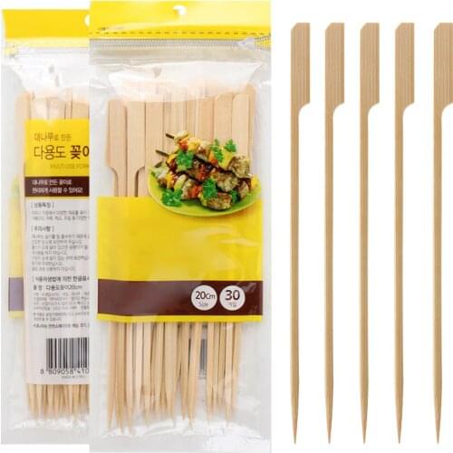 30Pcs Barbecue Grill Outdoor Tools Bamboo Skewers Portable 20CM Wedding Party Supplies Disposable Fruit Toothpicks BBQ Supplies