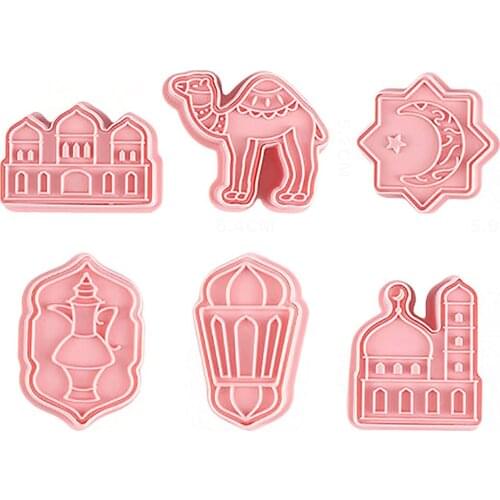 6pc Cookie Mold Plastic Cartoon DIY 3D Baking Mould Set Biscuit Fondant Cake Decor Tool for Ramadan Festival Birthday Party