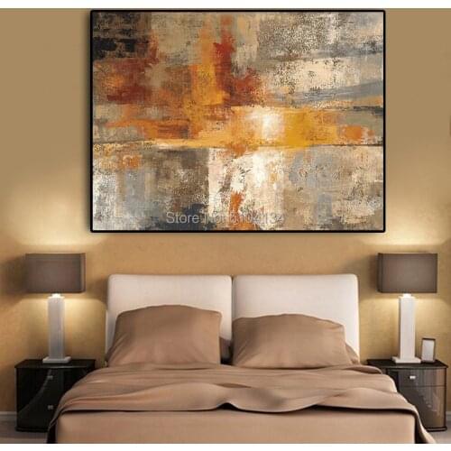 Abstract Nordic Style Gold Hand Oil Painting on Canvas Scandinavia Art Wall Pictures For Living Room Home Decor