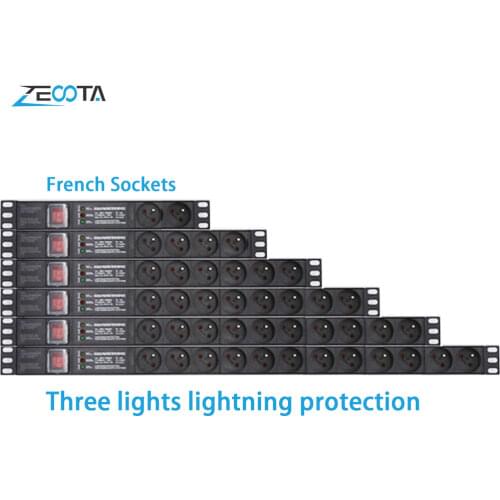 PDU Power Strip Distribution Unit Network Cabinet Socket French Plug Outlet Lighting Surge Protection Switch 2m Extension Cord