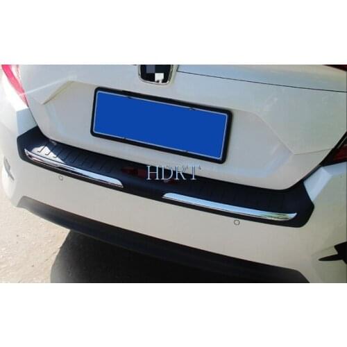 For Honda Civic 10th 2016 2017 2018 2019 Sedan ABS Black Rear Bumper Protector Sill Plate